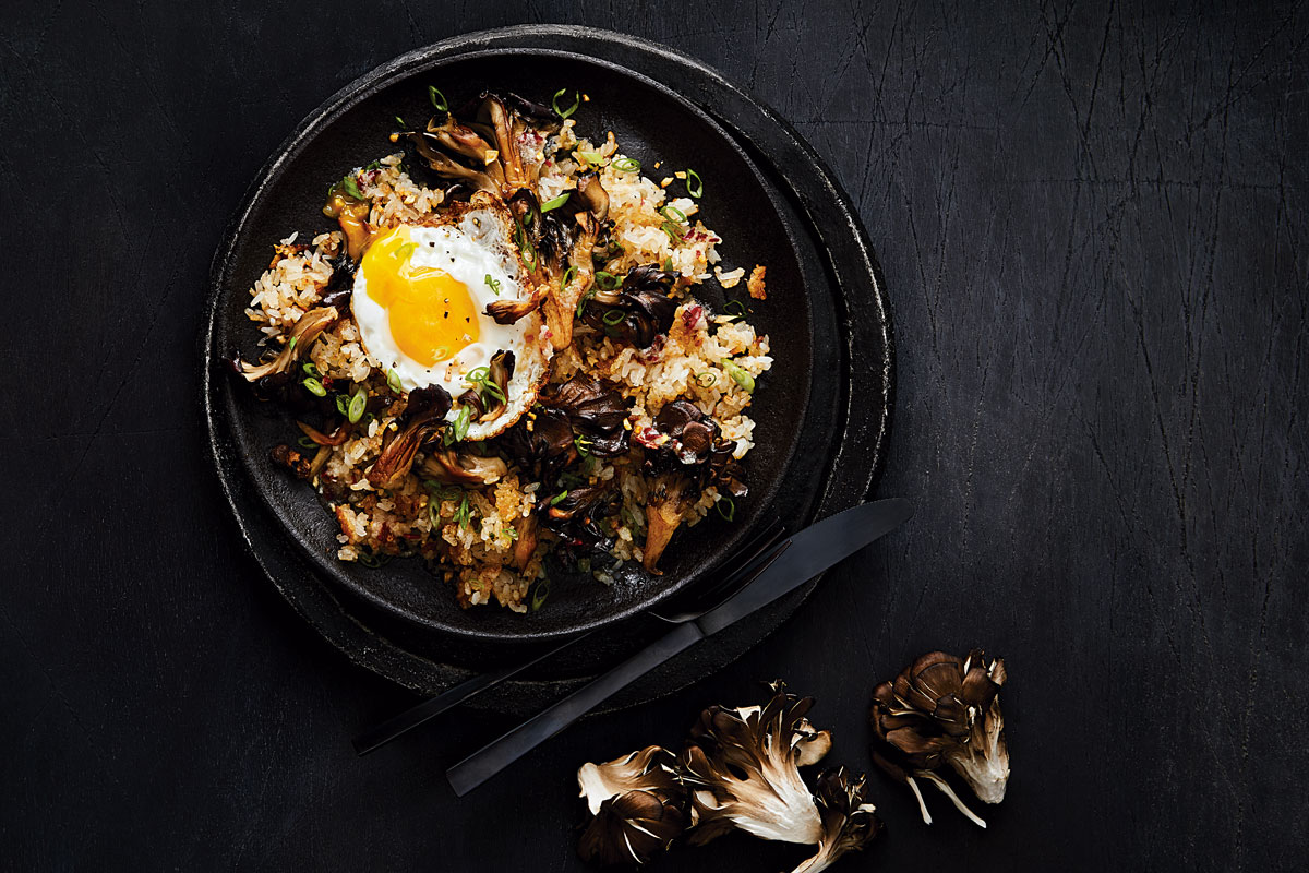 FilipinoStyle Fried Rice with Crispy Maitake